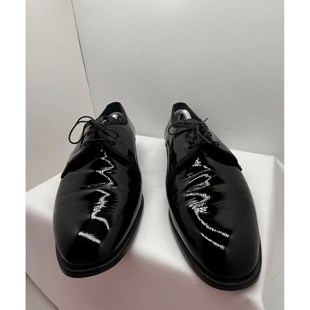 Vito Rufolo Mens Black Patent Leather Derby Dress Shoes Formal Tuxedo Wedding 12